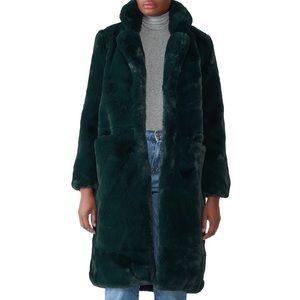 Beautiful faux fur long coat in dark green